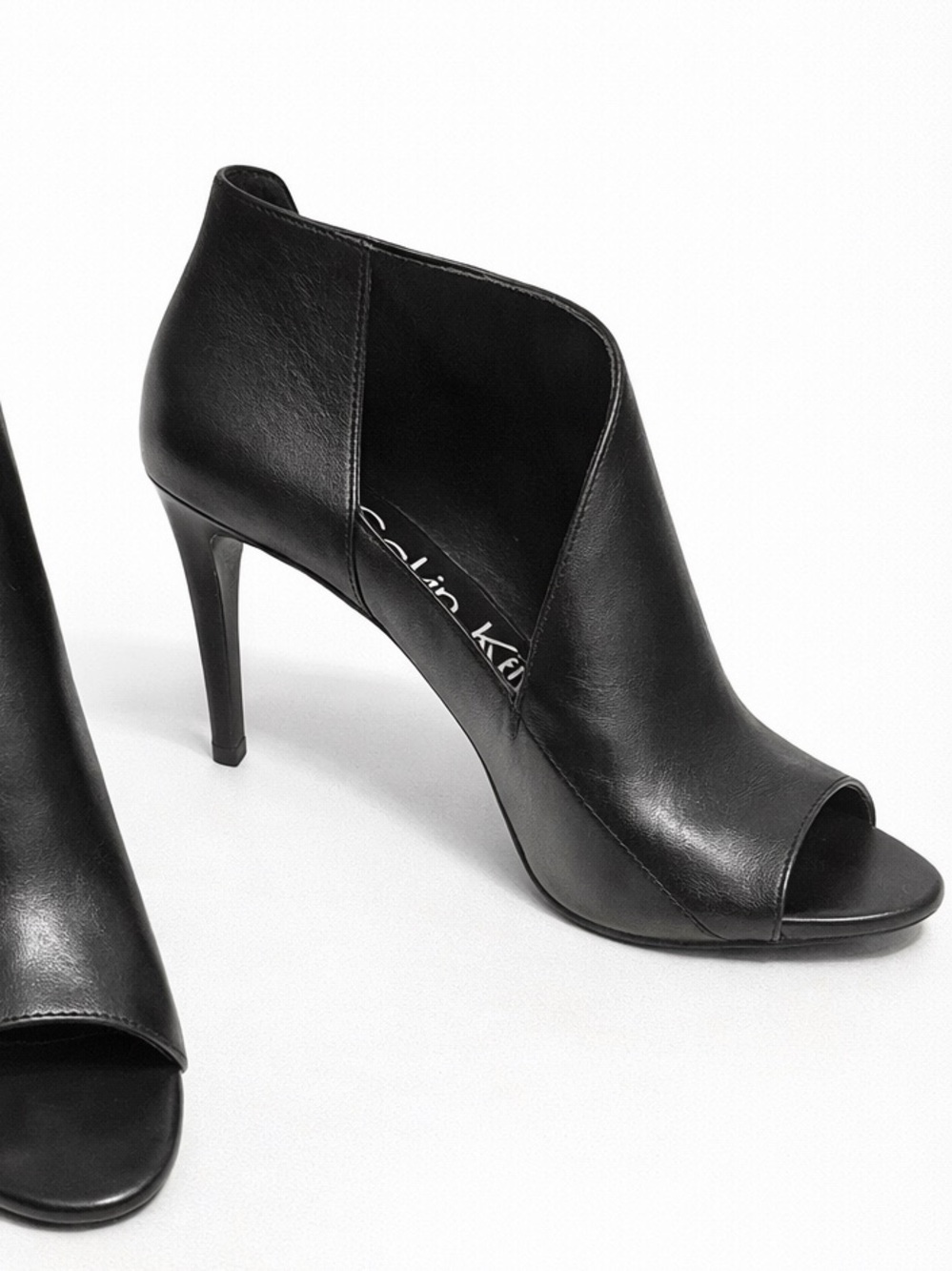 Calvin Klein Nastassia Nappa Leather Open-Toe Wrap Heels - Picture 2 of 14